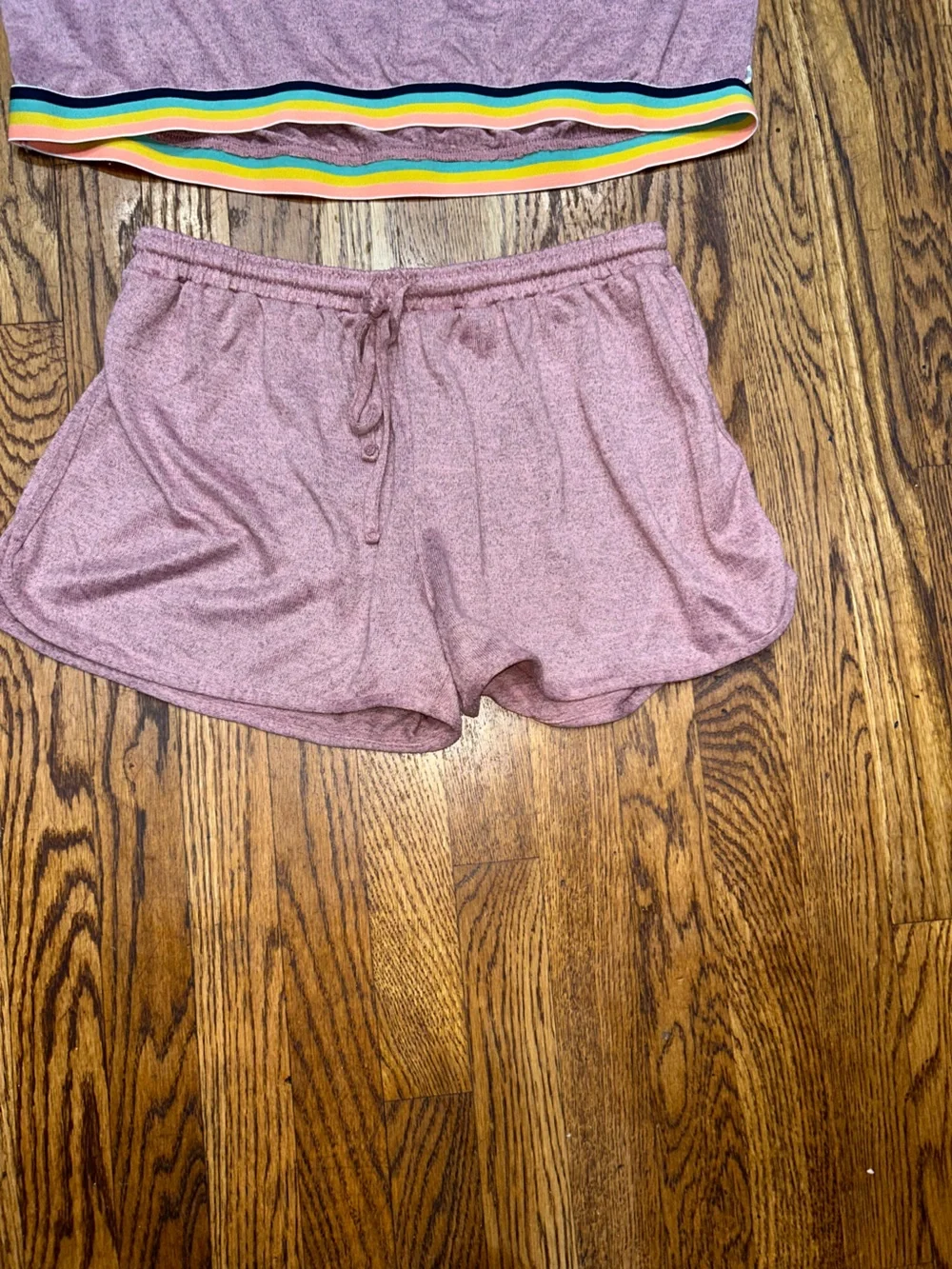 Lucky Brand 2-Piece Lounge Pajama Set Size Large Mauve Rainbow Trim